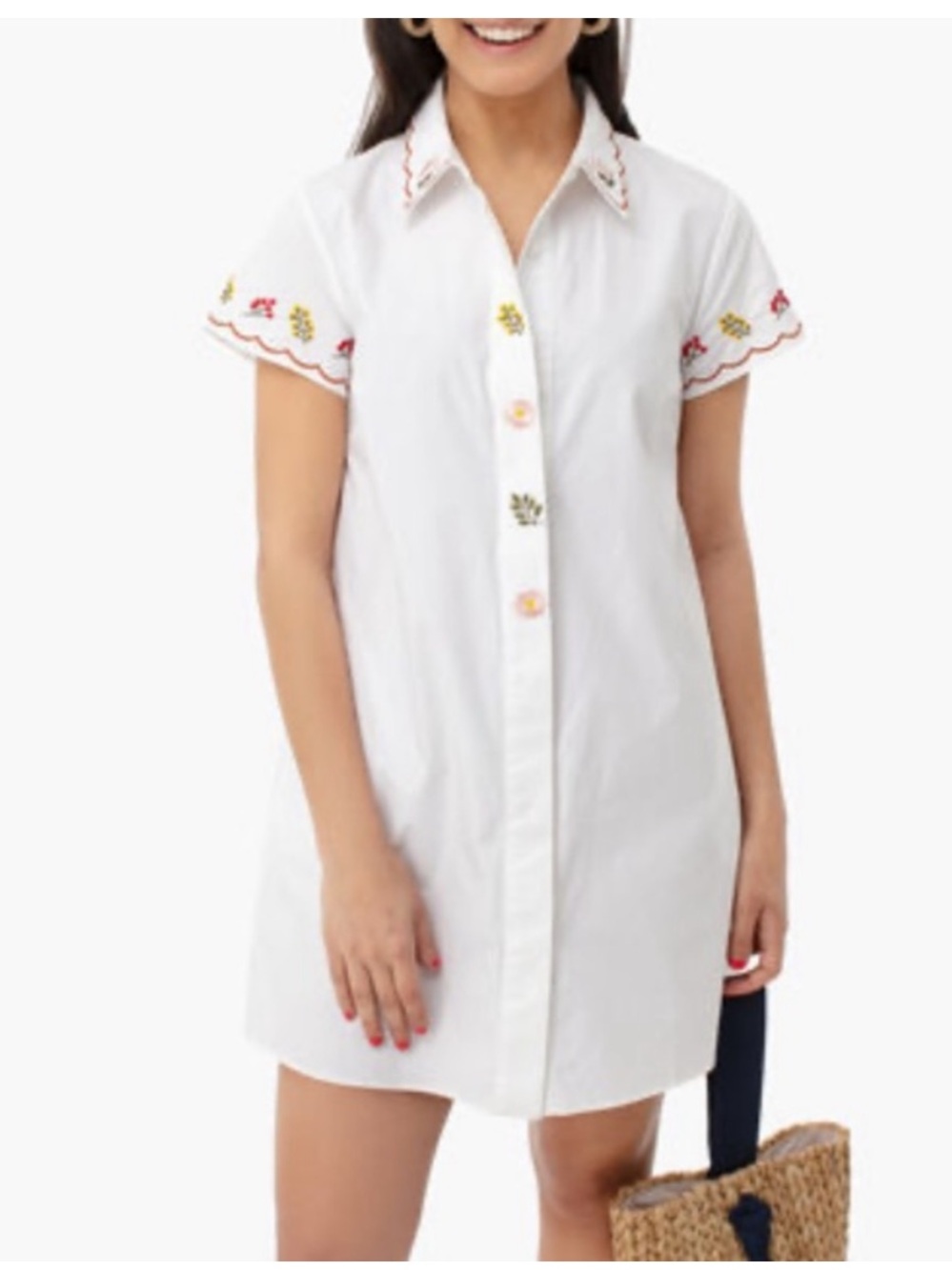 English factory Anthropologie cotton embroidered button down drsss